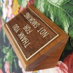 THANK YOU FOR NOT SMOKING Vintage Desktop Plaque Office Decor